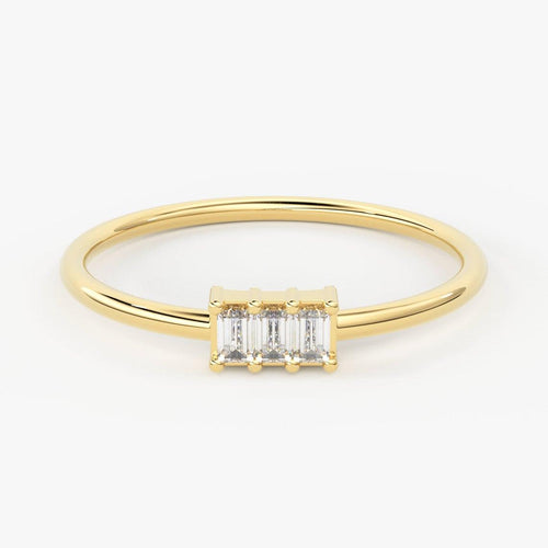 Baguette Diamond Band in 14k Gold / Baguette Diamond Ring / Gold Band White Diamond Ring / Genuine Diamond Wedding Band - Jalvi & Co.
