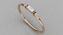 Load image into Gallery viewer, Baguette Diamond Band in 14k Gold / Baguette Diamond Ring / Stackable 3 Stone Diamond Ring / Genuine Diamond Wedding Band - Jalvi &amp; Co.