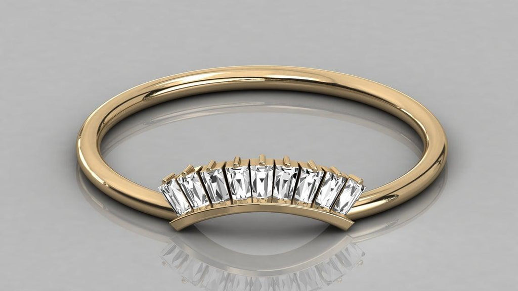 Baguette Diamond Band in 14k Gold / Tapered Baguette Diamond Ring / Gold Band White Diamond Ring / Baguette Diamond Wedding Band - Jalvi & Co.