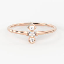 Load image into Gallery viewer, Baguette Diamond Ring / 14k Gold Baguette and Round Cut Diamond Ring / Minimalist Baguette Ring / Dainty Mix Diamond Ring - Jalvi &amp; Co.