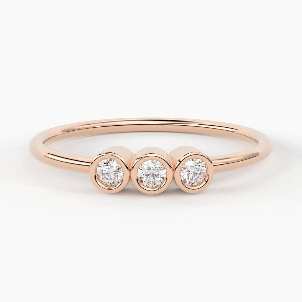 Bezel Set Diamond Band in 14k Gold / Bezel Set Diamond Ring / Simple Thin Gold Band White Diamond Ring / Diamond Bezel Set Wedding Band - Jalvi & Co.