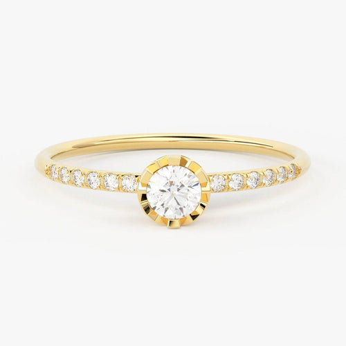 Brilliant Diamond Band in 14k Gold / Round Diamond Ring / Gold Band White Diamond Ring / Genuine Diamond Wedding Band - Jalvi & Co.