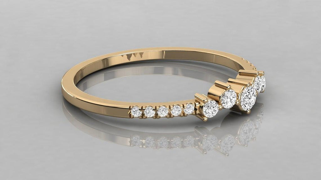 Brilliant Diamond Band in 14k Gold / Round Diamond Ring / Gold Band White Diamond Ring / Genuine Diamond Wedding Band - Jalvi & Co.