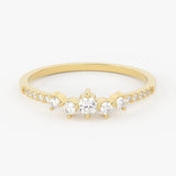 Brilliant Diamond Band in 14k Gold / Round Diamond Ring / Gold Band White Diamond Ring / Genuine Diamond Wedding Band