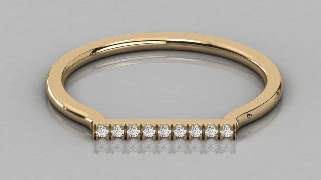 Brilliant Round Diamond Ring / Diamond Bar Ring / 14k Diamond Ring / Women's Diamond Ring - Jalvi & Co.