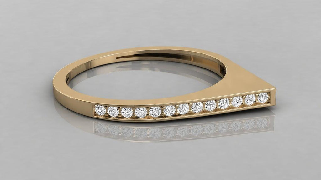 Designer Diamond Ring / Micro Pave Diamond / 14k Gold Ring / Gold Stackable Ring / Thin gold ring / Diamond Bypass Ring - Jalvi & Co.