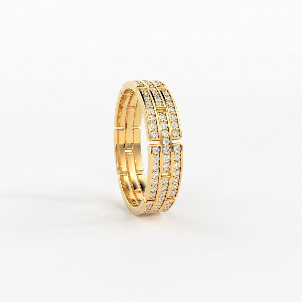Diamond Link Full Eternity Ring / 18k Gold Stacking Diamond Wedding Band / Diamond Band / Stackable Ring / 6mm Diamond Anniversary Ring - Jalvi & Co.
