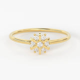 Diamond Ring / 14k Gold Floral Diamond Ring / Floral Cluster Diamond Ring / Minimalist Diamond Flower / Cluster Diamond Ring