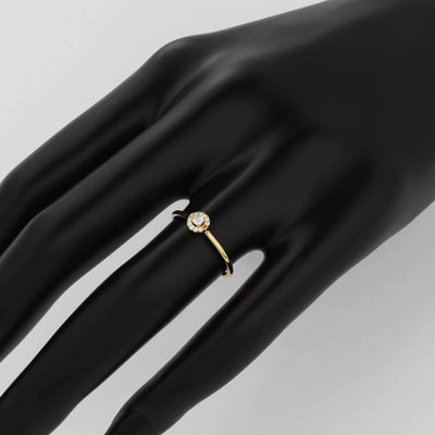 Diamond Ring / 14k Halo Diamond Ring / Minimal Diamond Ring / Delicate Diamond Ring / Promise Ring / Birthday Gift Idea / Gold Ring - Jalvi & Co.