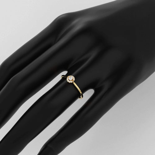Diamond Ring / 14k Halo Diamond Ring / Minimal Diamond Ring / Delicate Diamond Ring / Promise Ring / Birthday Gift Idea / Gold Ring - Jalvi & Co.