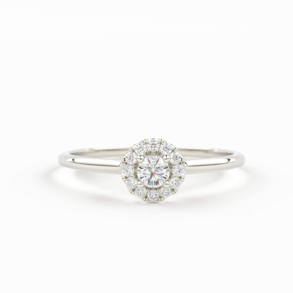 Diamond Ring / 14k Halo Diamond Ring / Minimal Diamond Ring / Delicate Diamond Ring / Promise Ring / Birthday Gift Idea / Gold Ring - Jalvi & Co.