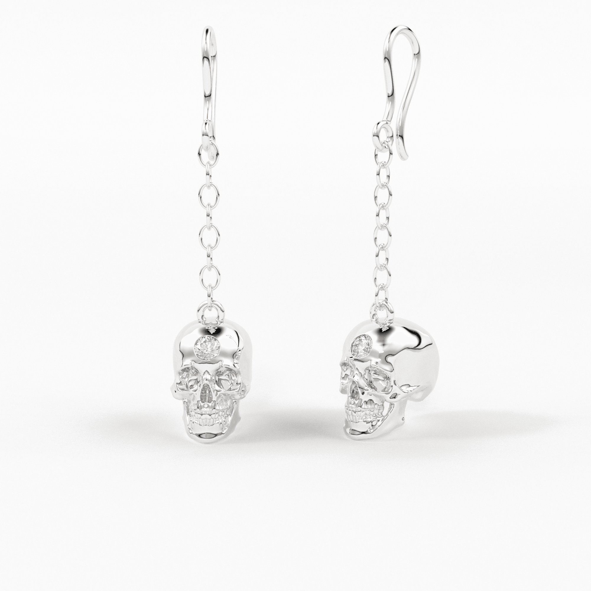 White gold deals skull earrings