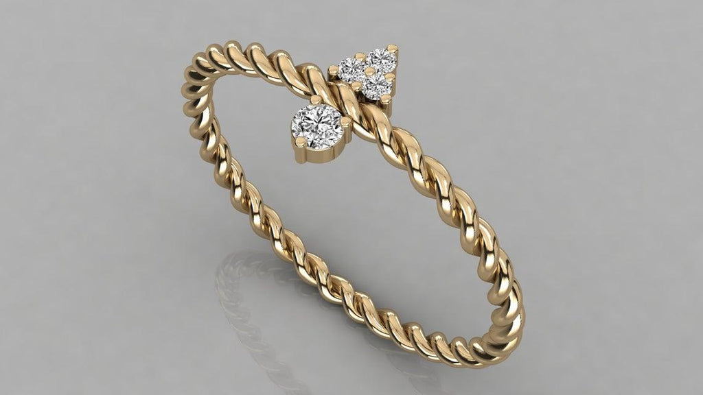 Diamond Wedding Band / Diamond Rope Ring in 14k Gold / Birthday Gift for Her / Rope Gold Band / Graduation Gift - Jalvi & Co.