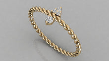 Load image into Gallery viewer, Diamond Wedding Band / Diamond Rope Ring in 14k Gold / Birthday Gift for Her / Rope Gold Band / Graduation Gift - Jalvi &amp; Co.