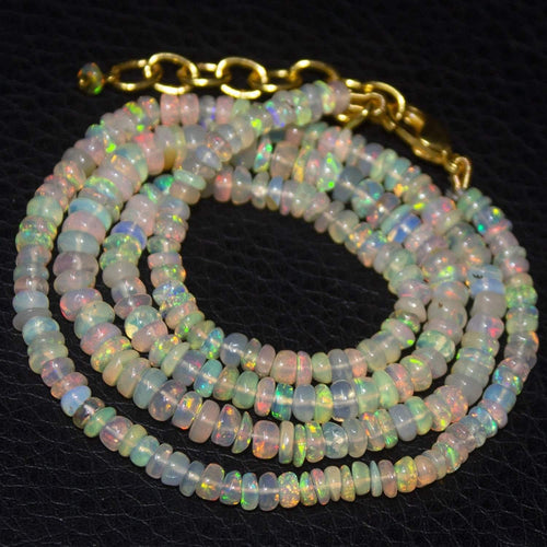 Earthmined Ethiopian Welo Opal Gold Vermeil Smooth Rondelle Necklace 19