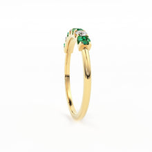 Load image into Gallery viewer, Emerald Diamond Wedding Band / Emerald Diamond Alternating Shared Prong Wedding Band / Natural Emerald Ring / Anniversary Band - Jalvi &amp; Co.