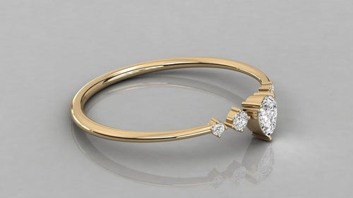 Emerald Solitaire Round Diamond Band in 14k Gold / Emerald & Diamond Ring / Gold Band White Diamond Ring / Emerald Diamond Wedding Band - Jalvi & Co.