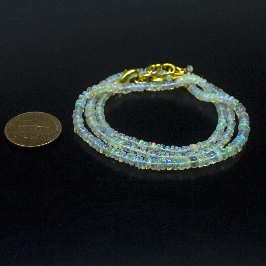 Ethiopian Opal Smooth Rondelle Beads Gold Vermeil Necklace 18" 3mm 4mm - Jalvi & Co.