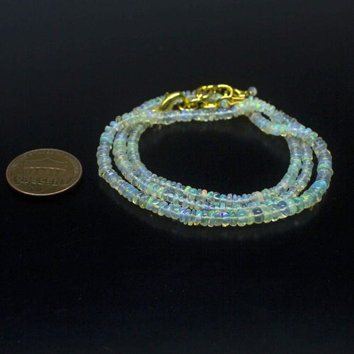 Ethiopian Opal Smooth Rondelle Beads Gold Vermeil Necklace 18