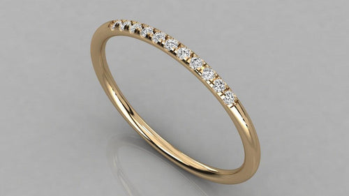 French Pave Diamond Ring / 14k Gold Round Diamond Band / Diamond Pinky Ring / Diamond Stackable Ring - Jalvi & Co.