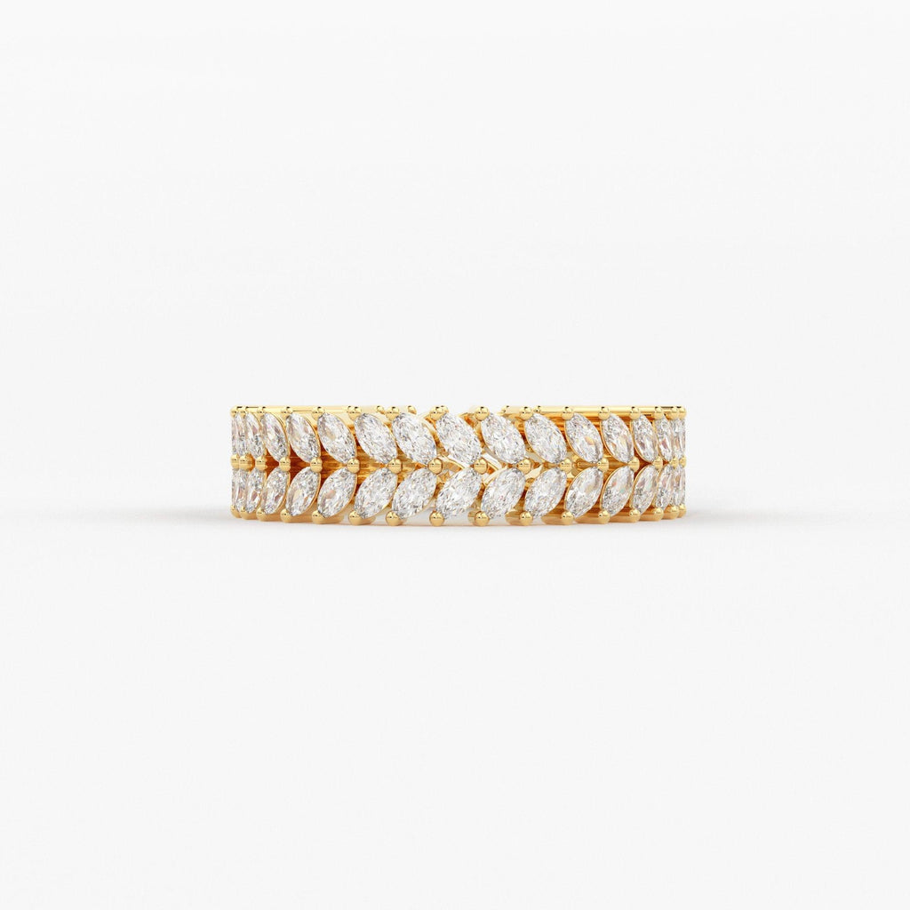 Full Eternity Marquise Diamond Ring / 14k Solid Gold Double Row Marquise Diamond Anniversary Ring / Luxury Proposal Real Diamond Ring - Jalvi & Co.