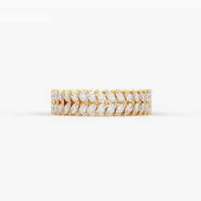 Load image into Gallery viewer, Full Eternity Marquise Diamond Ring / 14k Solid Gold Double Row Marquise Diamond Anniversary Ring / Luxury Proposal Real Diamond Ring - Jalvi &amp; Co.