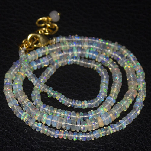 Geniune Ethiopian Welo Opal Gold Vermeil Smooth Rondelle Necklace 20
