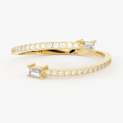 Half Eternity Diamond Band in 14k Gold / Brilliant Diamond Ring / Gold Band White Diamond Ring / Baguette Diamond Wedding Band - Jalvi & Co.