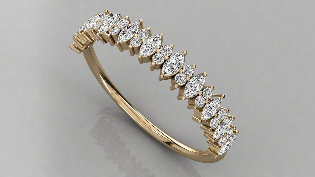 Half Eternity Diamond Band in 14k Gold / Marquise Diamond Ring / Gold Band White Diamond Ring / Engagement Ring - Jalvi & Co.