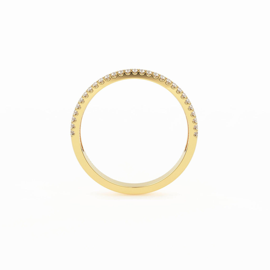 Half Eternity Diamond Wedding Ring / 14k Gold Double Row Micro Pave Half Eternity Ring Wedding Band for Women - Jalvi & Co.