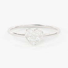 Load image into Gallery viewer, Heart Diamond Band in 14k Gold / Heart Gold Diamond Ring / Gold Band White Diamond Ring / Milgrain Diamond Wedding Band - Jalvi &amp; Co.