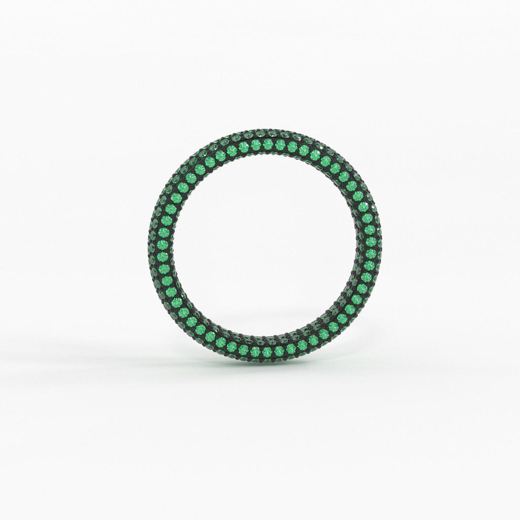 Inside Out Emerald Eternity Ring / Emerald Studded Luxury Ring / Green Emerald Band / Stackable Handmade Ring / Gemstone Eternity Band - Jalvi & Co.