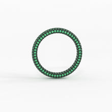 Load image into Gallery viewer, Inside Out Emerald Eternity Ring / Emerald Studded Luxury Ring / Green Emerald Band / Stackable Handmade Ring / Gemstone Eternity Band - Jalvi &amp; Co.