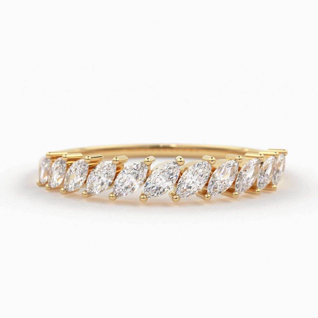 Marquise Diamond Ring / 14k Gold Domino Marquise Diamond Wedding Band for Women / Classic Marquise Wedding Ring - Jalvi & Co.