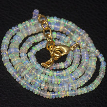 Load image into Gallery viewer, Natural Ethiopian Welo Opal Gold Plated Smooth Rondelle Necklace 2mm 5mm 19.75&quot; - Jalvi &amp; Co.