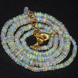 Natural Ethiopian Welo Opal Gold Plated Smooth Rondelle Necklace 2mm 5mm 19.75