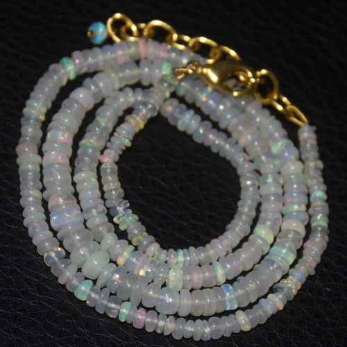 Natural Ethiopian Welo Opal Gold Plated Smooth Rondelle Necklace 2mm 5mm 19