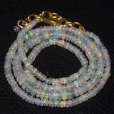 Natural Ethiopian Welo Opal Gold Plated Smooth Rondelle Necklace 2mm 5mm 20