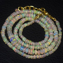Load image into Gallery viewer, Natural Ethiopian Welo Opal Gold Plated Smooth Rondelle Necklace 3mm 5mm 19.5&quot; - Jalvi &amp; Co.