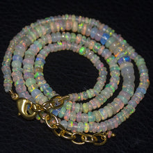 Load image into Gallery viewer, Natural Ethiopian Welo Opal Gold Plated Smooth Rondelle Necklace 3mm 5mm 19.5&quot; - Jalvi &amp; Co.