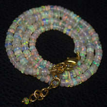 Load image into Gallery viewer, Natural Ethiopian Welo Opal Gold Plated Smooth Rondelle Necklace 3mm 5mm 19&quot; - Jalvi &amp; Co.