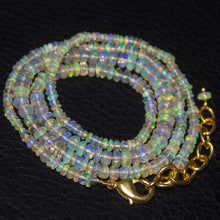 Load image into Gallery viewer, Natural Ethiopian Welo Opal Gold Plated Smooth Rondelle Necklace 3mm 5mm 19&quot; - Jalvi &amp; Co.