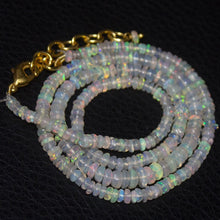 Load image into Gallery viewer, Natural Ethiopian Welo Opal Gold Vermeil Smooth Rondelle Necklace 20&quot; 3mm 5.5mm - Jalvi &amp; Co.