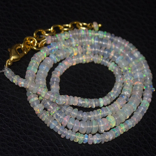 Natural Ethiopian Welo Opal Gold Vermeil Smooth Rondelle Necklace 20