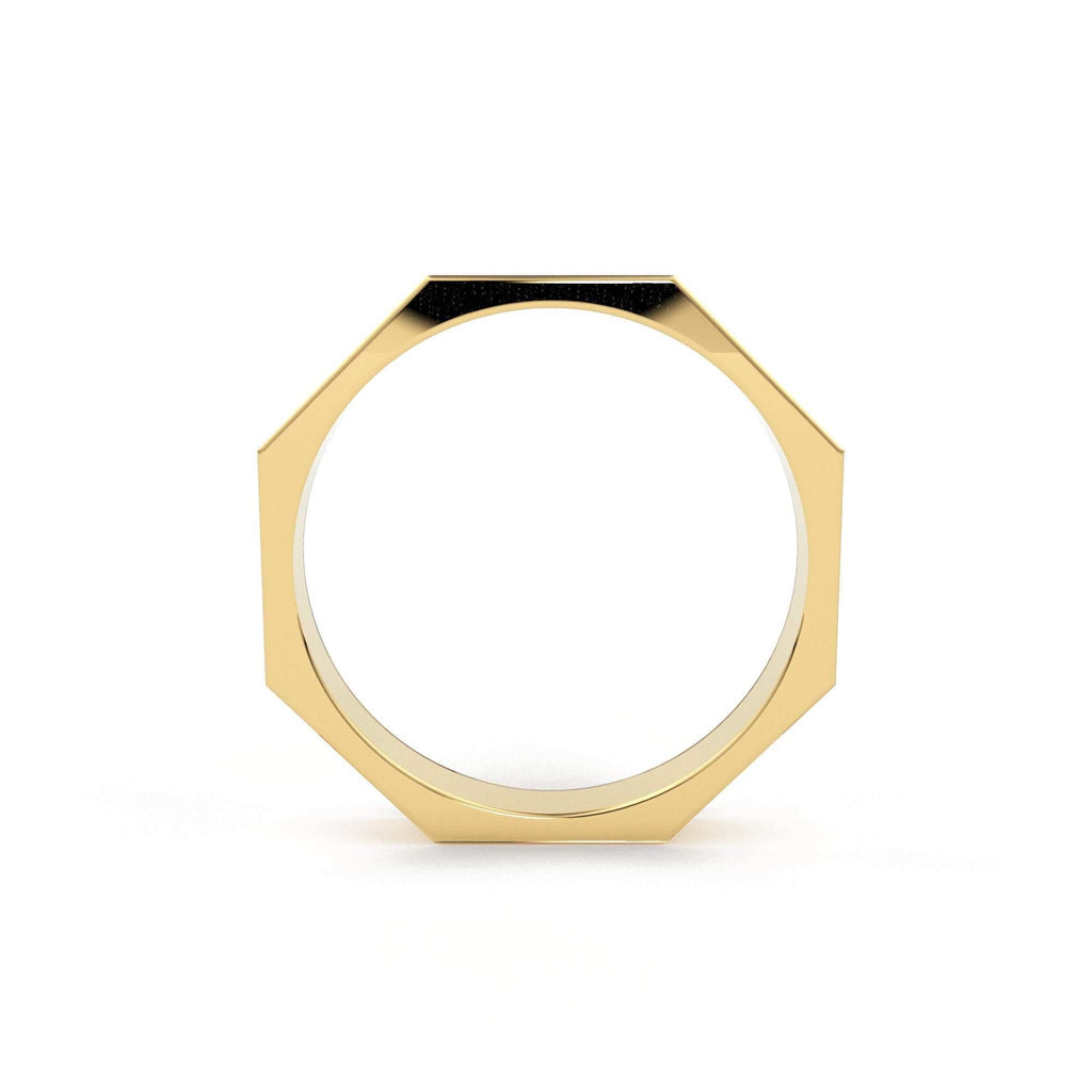 Octagon Gold Ring / 14k Solid Gold Ring / Minimalist Geometric Design Ring / Bolt Shape Ring / Simple Ring / Wedding Ring, Gifts for Her - Jalvi & Co.