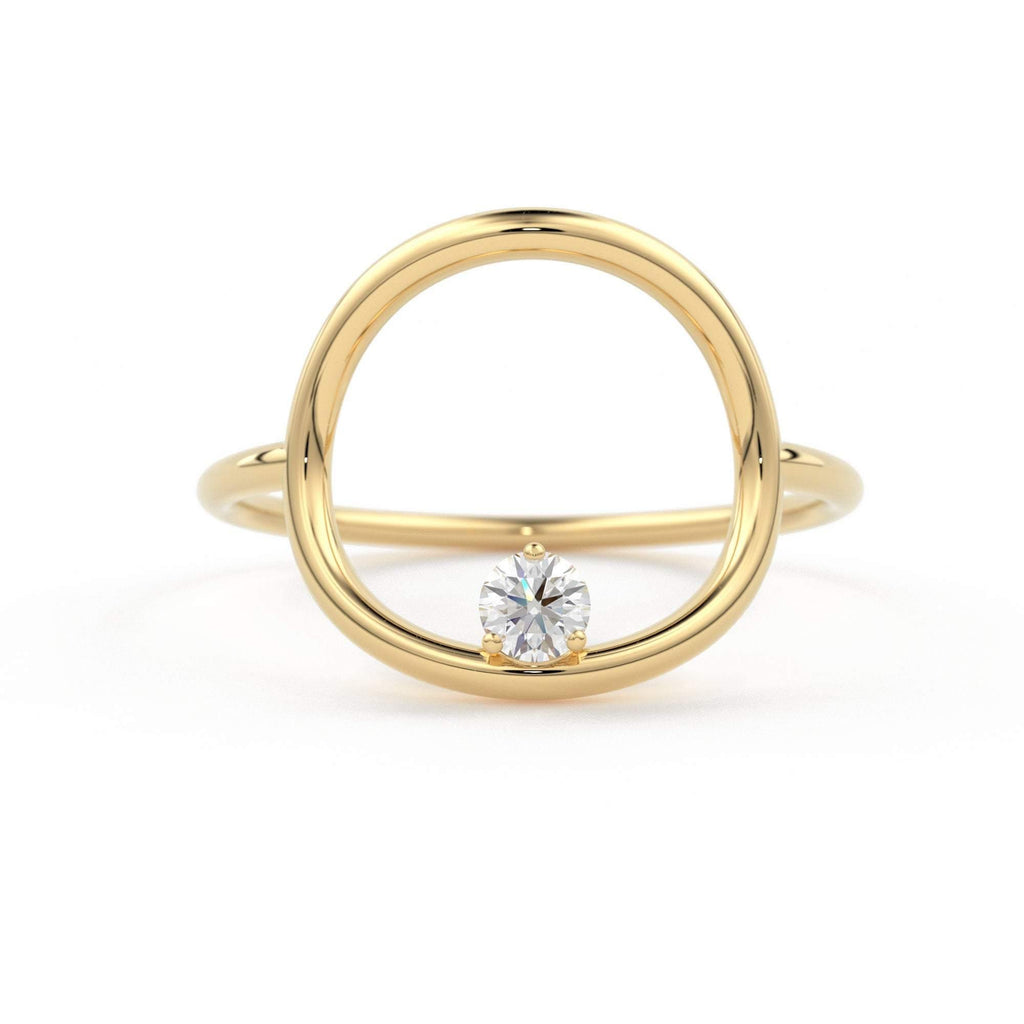 Open Circle Diamond Ring in 14k Gold / Unique Diamond Ring / Special Gift / Graduation Gift - Jalvi & Co.