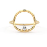 Open Circle Diamond Ring in 14k Gold / Unique Diamond Ring / Special Gift / Graduation Gift