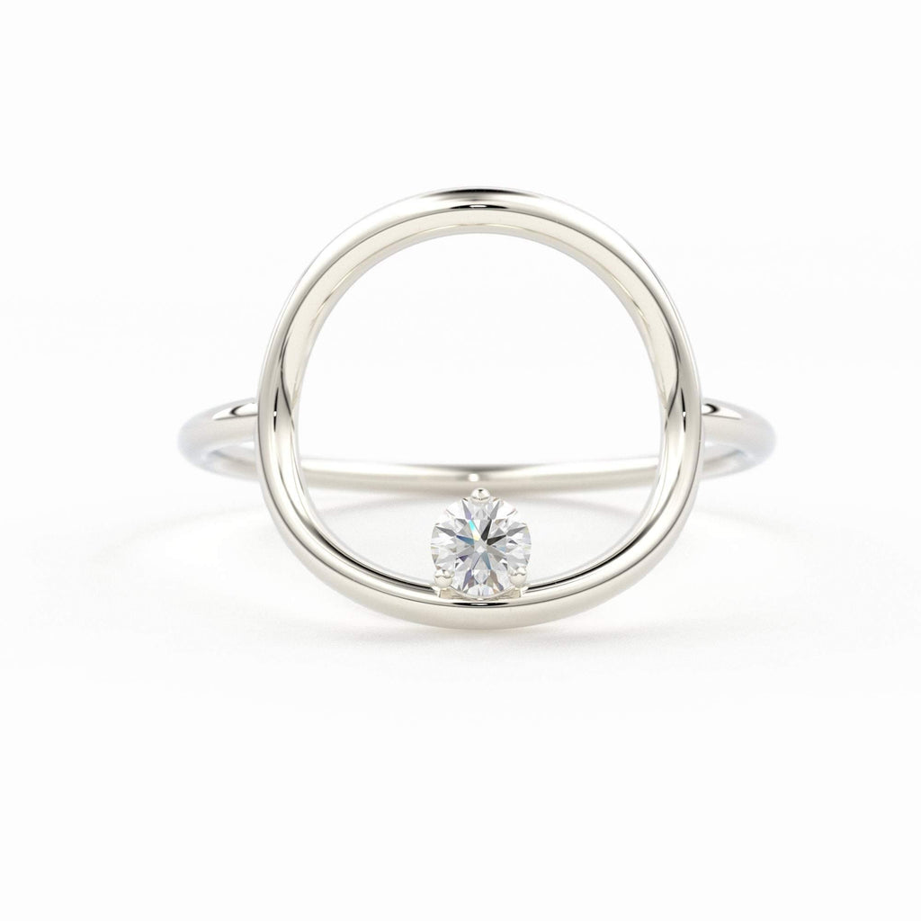 Open Circle Diamond Ring in 14k Gold / Unique Diamond Ring / Special Gift / Graduation Gift - Jalvi & Co.