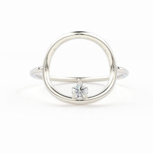 Load image into Gallery viewer, Open Circle Diamond Ring in 14k Gold / Unique Diamond Ring / Special Gift / Graduation Gift - Jalvi &amp; Co.