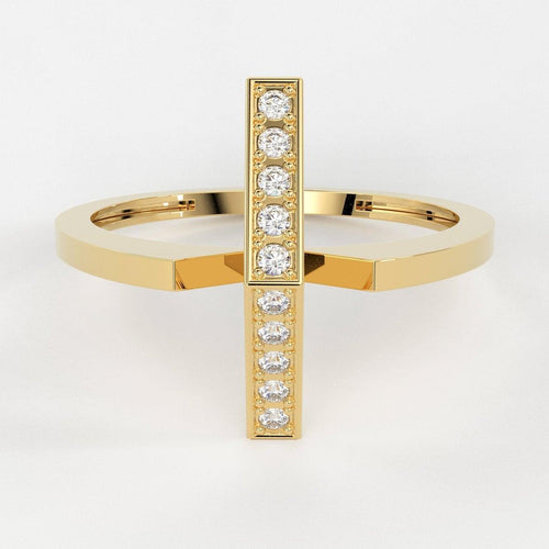 Pave Ring / Micro Pave Ring / 14K Gold Diamond Wedding Band / Pave Bar Ring / Diamond Wedding Ring / Diamond ring / Mother's Day Sale - Jalvi & Co.